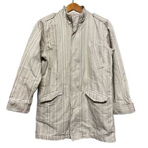 Current/Elliott Striped Utility Field Jacket Neutral Cotton Military Style Sz S